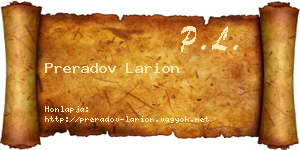Preradov Larion névjegykártya